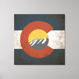 Colorado State Flag Grunge mit Bergen Leinwanddruck