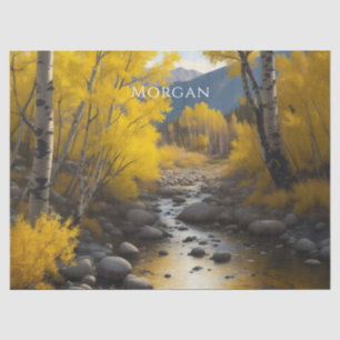 Colorado Stream & Aspen Trees Art, Name, Decoupage Seidenpapier