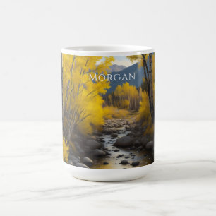 Colorado Stream & Aspen Trees Art, Name oder Nachr Kaffeetasse
