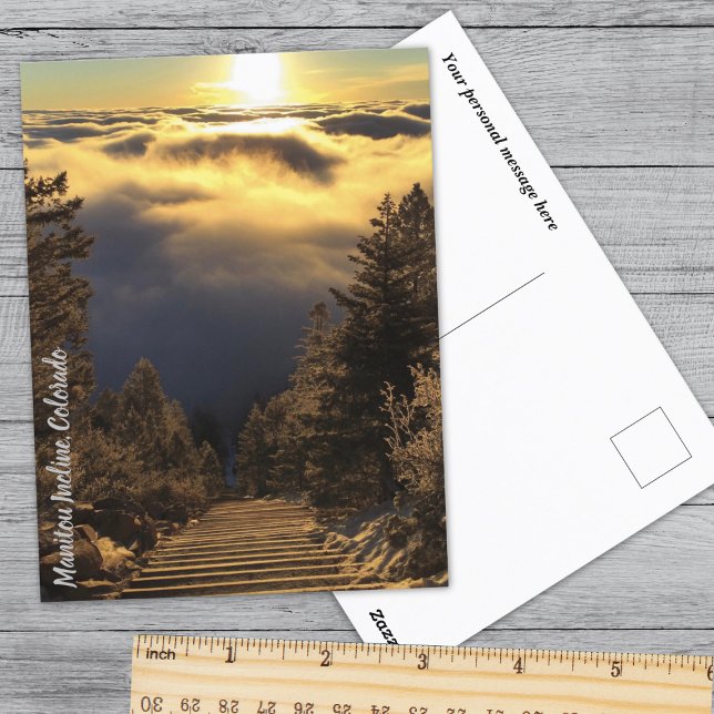 Colorado Sunrise Cloud Inversion Manitou Incline Postkarte (Von Creator hochgeladen)