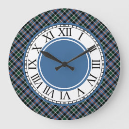 Colorado Tartan Blue Kariert Große Wanduhr