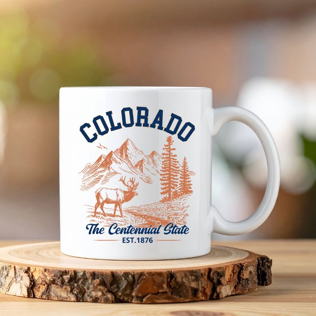 Colorado The Centennial State | Deer & Mountain Kaffeetasse (Von Creator hochgeladen)