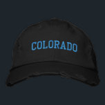 COLORADO Türkis Stickerei Schwarz Vintager Stil Bestickte Baseballkappe<br><div class="desc">COLORADO Türkis Stickerei auf Schwarz Vintagen Stil bedrückte Baumwollhut. Das ist ein wunderbares Geschenk für alle, die Colorado Lieben! Wenn Sie Ihren persönlichen Text bevorzugen, wählen Sie einfach den Knopf "Diese Vorlage personalisieren", um Ihre Auswahl an benutzerdefiniertem Text einzugeben. Die Stickerei kann auch an andere Farbeinstellungen angepasst werden, indem Sie...</div>