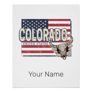 Colorado United Staaten Retro Staat Map Vintag USA Poster