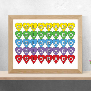 Colorado US Staat Herzen farbenfroh Poster
