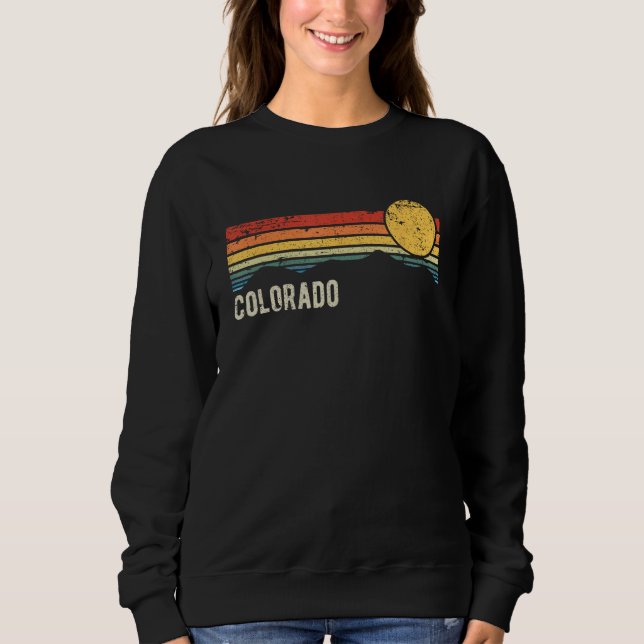 Colorado USA Retro Sunset Distressed Style Design Sweatshirt (Vorderseite)