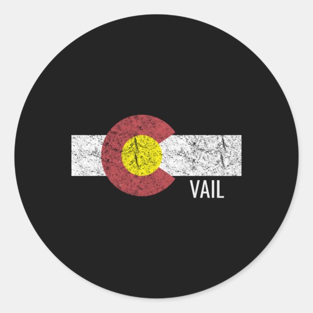 Colorado Vail Flag Skilanglauf erschüttert Runder Aufkleber (Vorderseite)