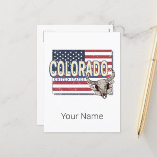 Colorado Vereinigte Staaten Retro-Staatskarte Vint Feiertagspostkarte
