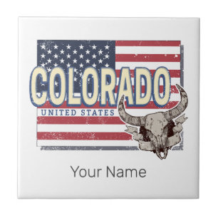 Colorado Vereinigte Staaten Retro-Staatskarte Vint Fliese