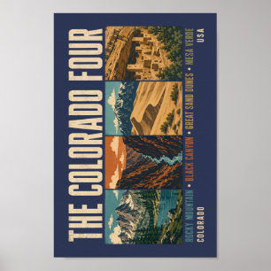 Colorado Vier Nationalpark Illustration Vintage Poster