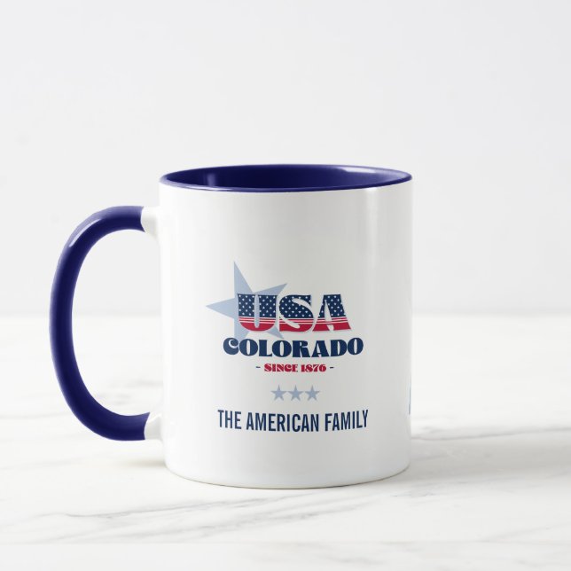 Colorado Virginia USA 1876 Blue Star Personalisier Tasse (Links)