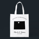 Colorado Wedding Welcome Bag für Leckerei Tasche Wiederverwendbare Einkaufstasche<br><div class="desc">Füllen Sie diese lustige wiederverwendbare Tasche mit Leckereien für Ihre Hochzeitsgäste,  wenn sie im Hotel ankommen.</div>