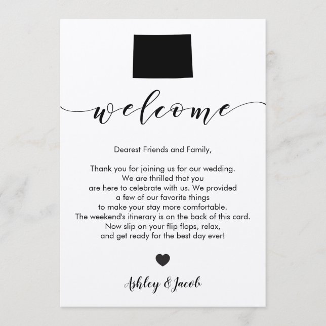 Colorado Wedding Welcome Letter & Itinerary Card Programm (Vorderseite)