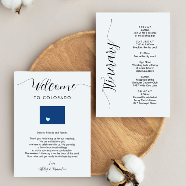 Colorado Wedding Welcome Letter Tour Card (Von Creator hochgeladen)