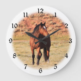 Colorado Wild Horse Vignette Große Wanduhr