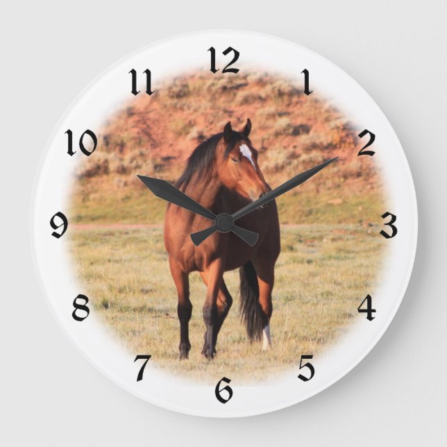 Colorado Wild Horse Vignette Große Wanduhr (Vorderseite)