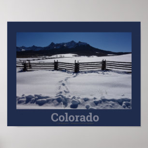 Colorado-Winter mit rustikalem Zaun San Juan-Gebir Poster