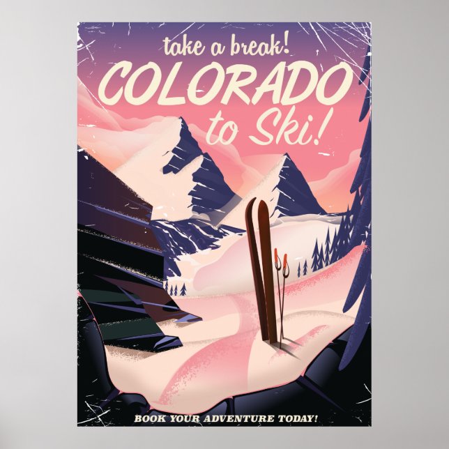 Colorado zum Ski! Retro-Urlaubsposter Poster (Vorne)