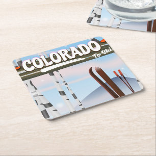 Colorado zum Skifahren! Rechteckiger Pappuntersetzer