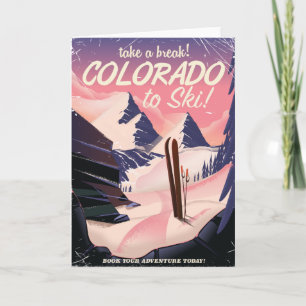 Colorado zum Skifahren! Vintage Reiseposter Karte