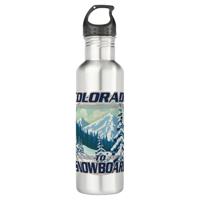 Colorado zum Snowboard Edelstahlflasche (Vorderseite)