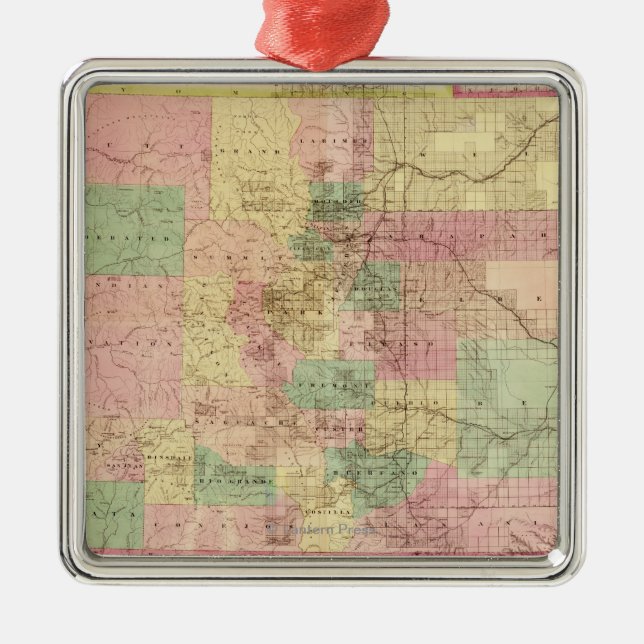ColoradoPanoramic MapColorado Silbernes Ornament (Vorne)