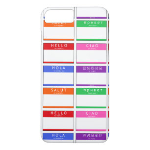 Colorate Name Tag Hallo mein Name ist Hola Ciao Sa iPhone 8 Plus/7 Plus Hülle