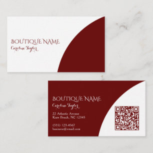 Colorblock Boutique Dark Red QR Code Business Card Begleitkarte