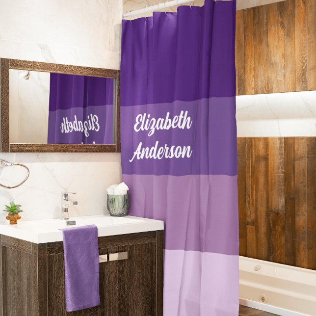 Colorblock Purple Horizontal Stripe Duschvorhang (Von Creator hochgeladen)