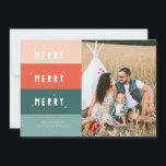 Colorblockierte MERRY MERRY MERRY Christmas Card Feiertagskarte<br><div class="desc">Typografie MERRY MERRY MERRY Christmas Card</div>