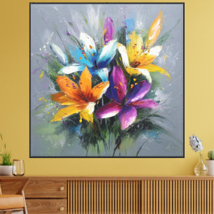 Colorburst-Lilienbouquet-Abstraktkunst Leinwanddruck