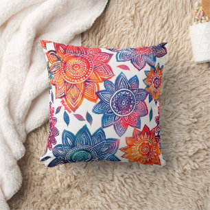 Colorburst Mandala Garden - Vibrant Boho Gift Kissen