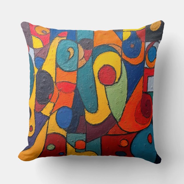 Colorcube 1 farbenfroher Kubismus Keuchkissen Kissen (Vorderseite)