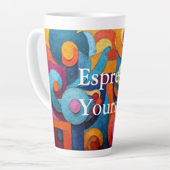 Colorcube 4 Farbenfroher Kubismus Latte Tasse (Linke Ecke)