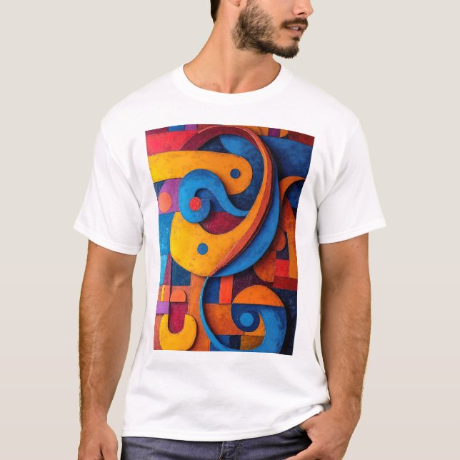 Colorcube 5 Farbiger Kubismus T-Shirt (Vorderseite)