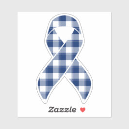 Colorectal Cancer Awareness Plaid Dark Blue Ribbon Aufkleber