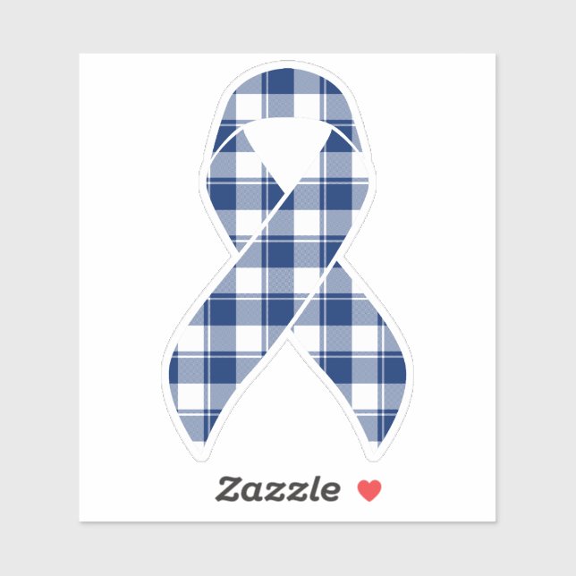 Colorectal Cancer Awareness Plaid Dark Blue Ribbon Aufkleber (Blatt)