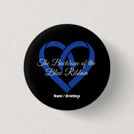 Colorectal Cancer Backbone Heart Blue Awareness  Button