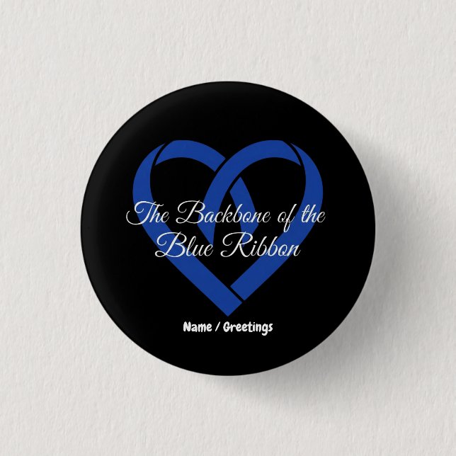 Colorectal Cancer Backbone Heart Blue Awareness  Button (Vorderseite)