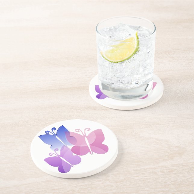 Colored Butterflies Getränkeuntersetzer (Seite)