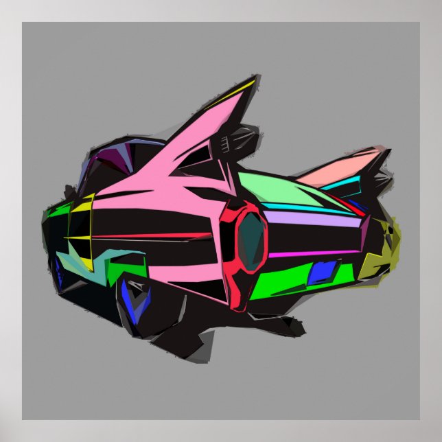 Colored cadillac poster (Vorne)