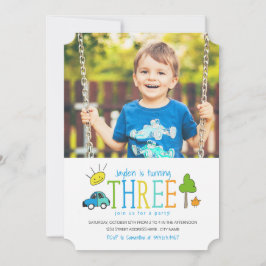 Colored Doodles 3. Geburtstag Party Einladung / Au