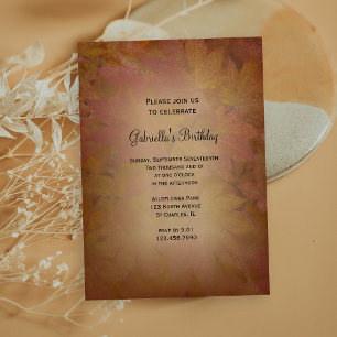 Colored Fall Maple Verlasse Geburtstagsparty Einladung