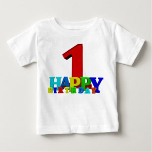 Colored Happy Birthday Typografie Baby T-shirt