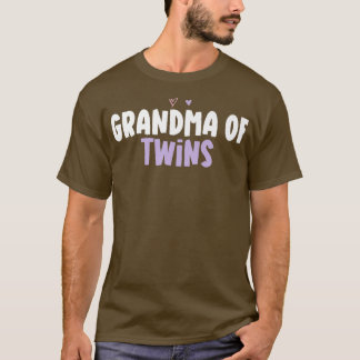 Colored Heart Funny Grandma Of Twins Saying  T-Shirt