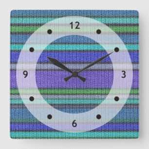 Colored knitting Stripes seamless pattern 2 Quadratische Wanduhr