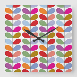 Colored Leaf Art Quadratische Wanduhr