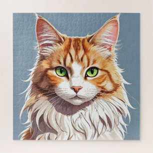 Colored Maine Coon Portrait Puzzle