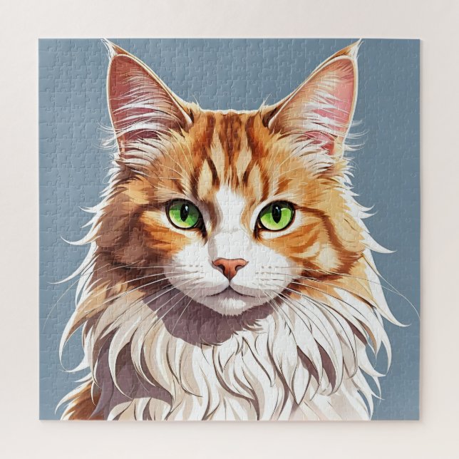 Colored Maine Coon Portrait Puzzle (Vertikal)