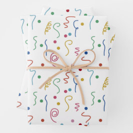 Colored Party Confetti Pattern Geschenkpapier Set